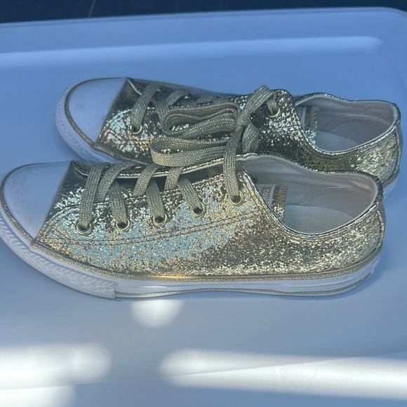 Gold Glitter Kids Sneakers - Picture 2 of 4